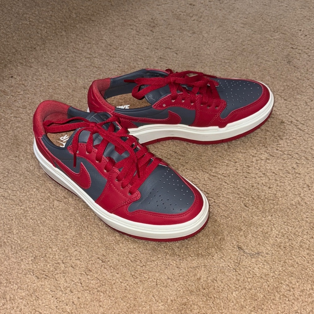 Nike Air Crimson and Charcoal Athletic Shoes